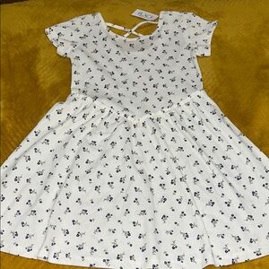 The Children's Place White Dress with Navy Floral Print